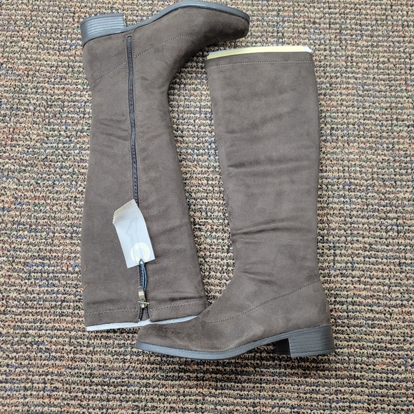 Brown Microfiber Suede Boots Size 38 - Picture 2 of 4